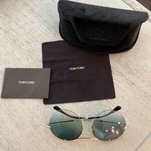 Tom Ford Gold Frame Sunglasses with Green Lenses